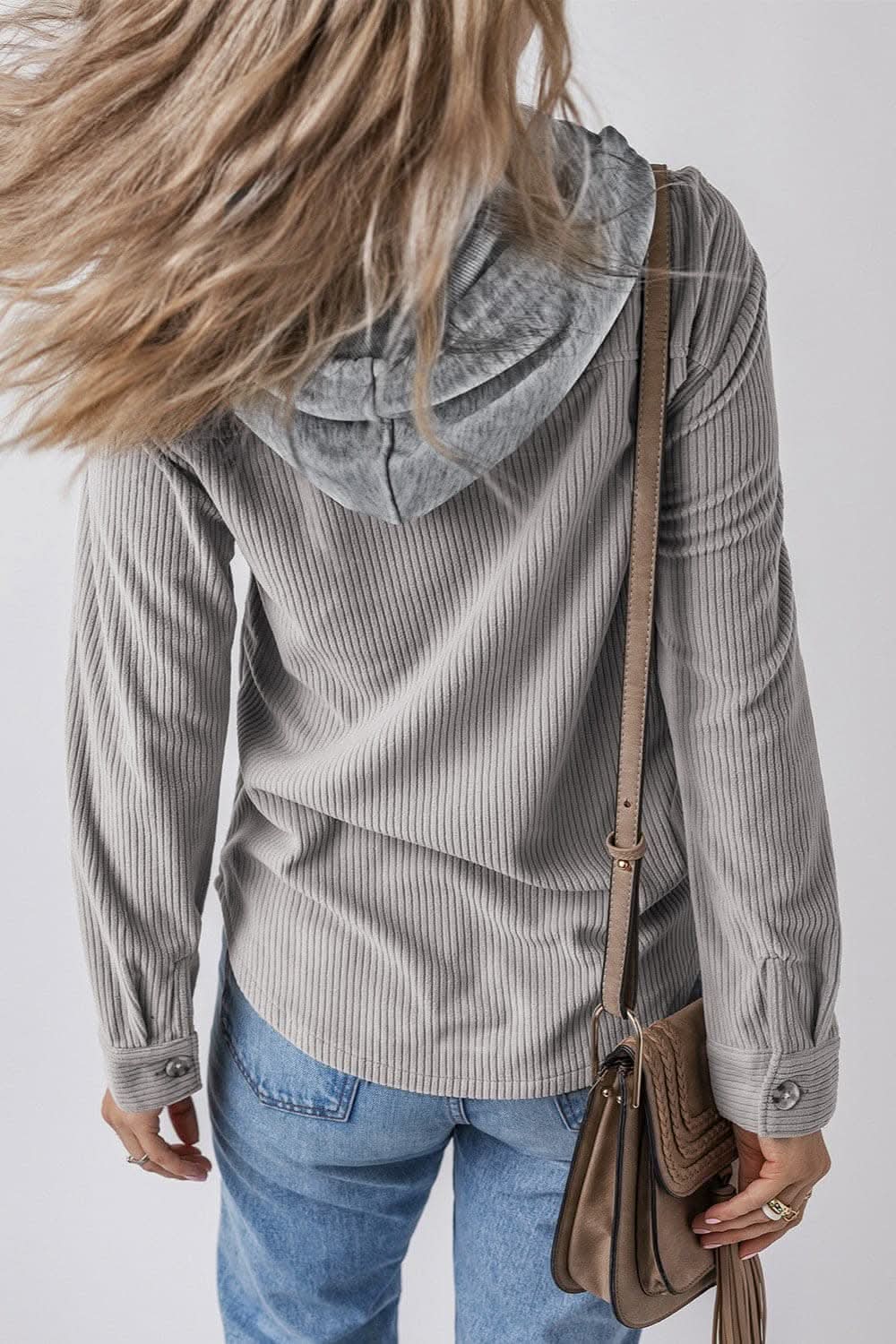 Hooded drawstring jacket with pockets - Love Salve